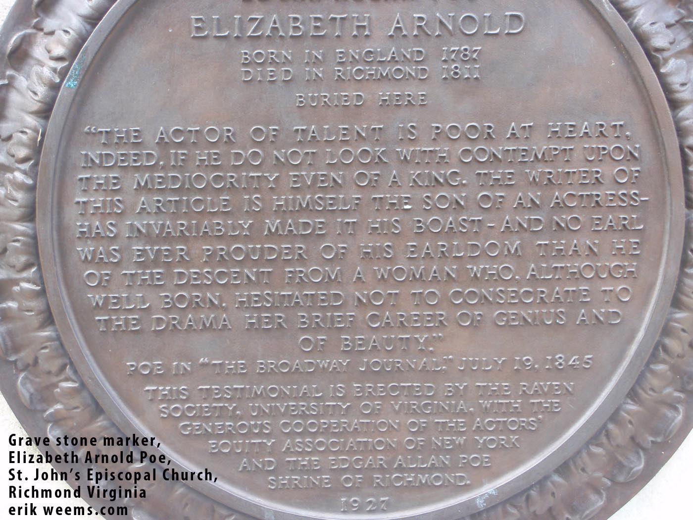 Elizabeth Poe marker in Richmond VA