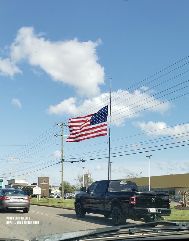 Half Mast Flag in Chesterfield on Hull Road April 1 2023