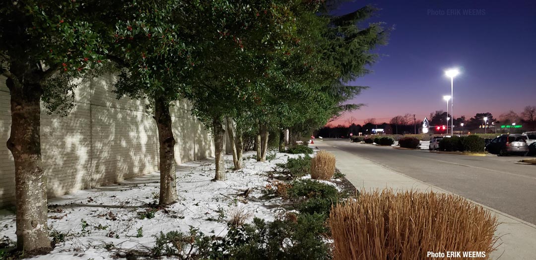 Snow outside the mall in Chesterfield