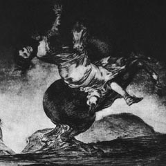 Plate 10 - Young woman on a bucking horse by Goya