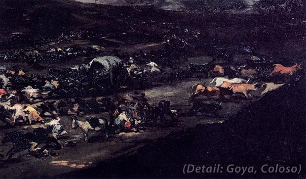 Coloso - Goya Detail - Fleeing refugees and bulls
