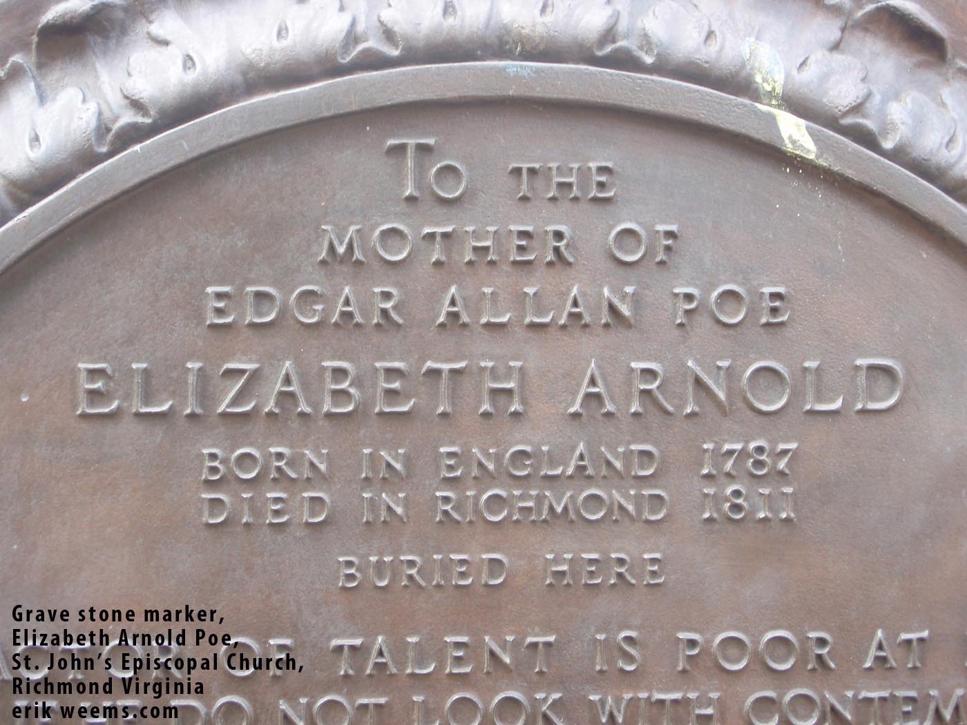 Elizabeth Poe Marker Grave Top