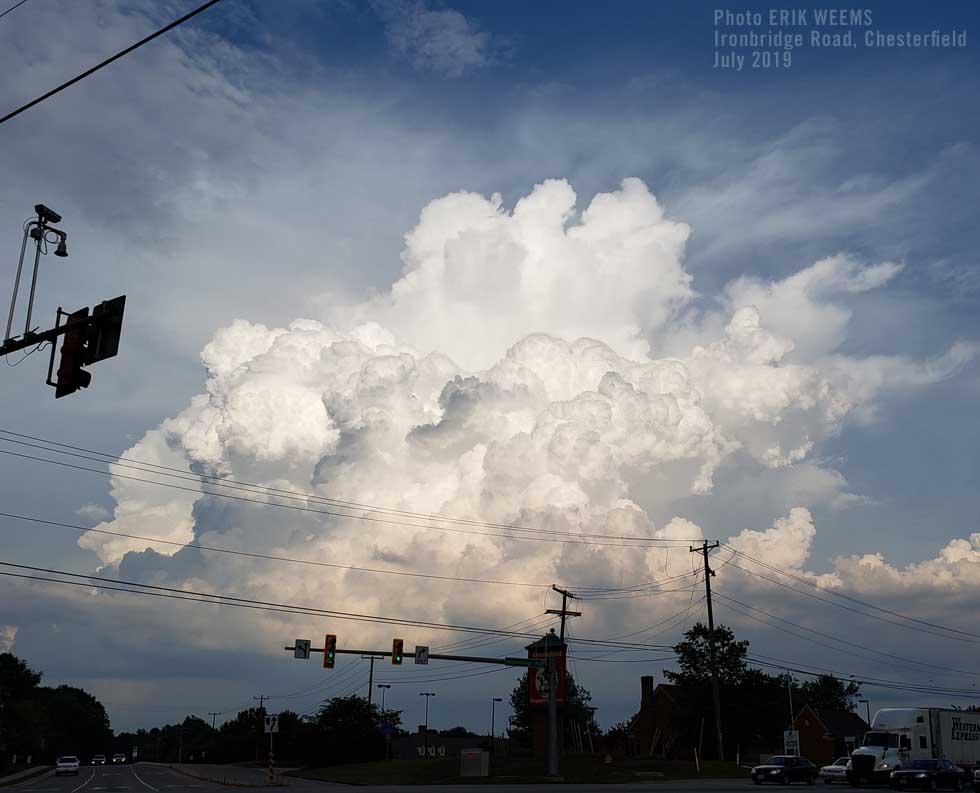 Cloud mass over Ironbridge Road CHesterfield Virginia