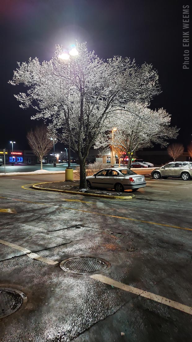 Parking lot colors from snowfall 