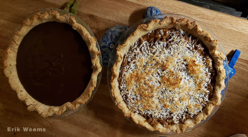 Chocolate Pie and Coconut Pie from above