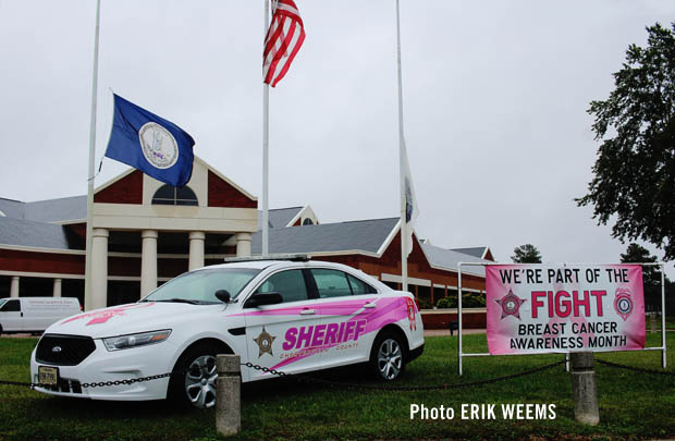 Breast Cancer Awareness Fight - Chesterfield County Police Car at Courthouse Building