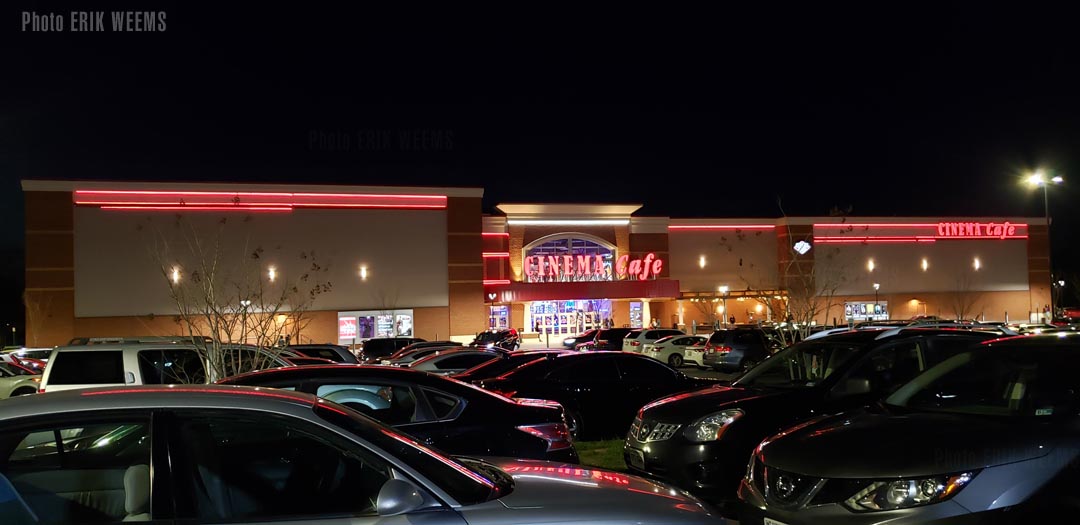 The Cinema Cafe at night in Chester Virginia