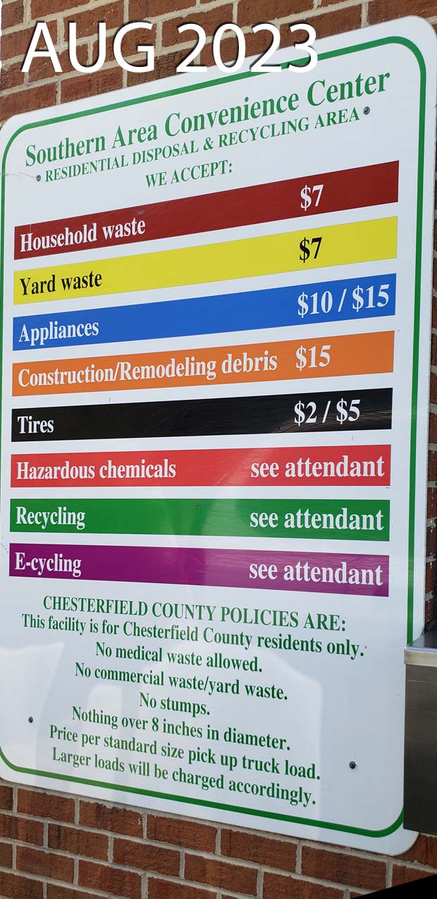 Prices on Landfill sign June 2022