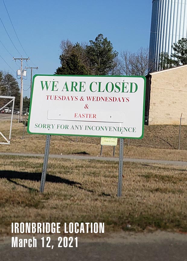 Ironbridge Closed hours