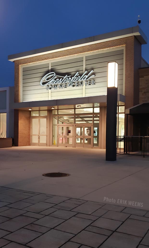 Chesterfield Mall Entrance at Night