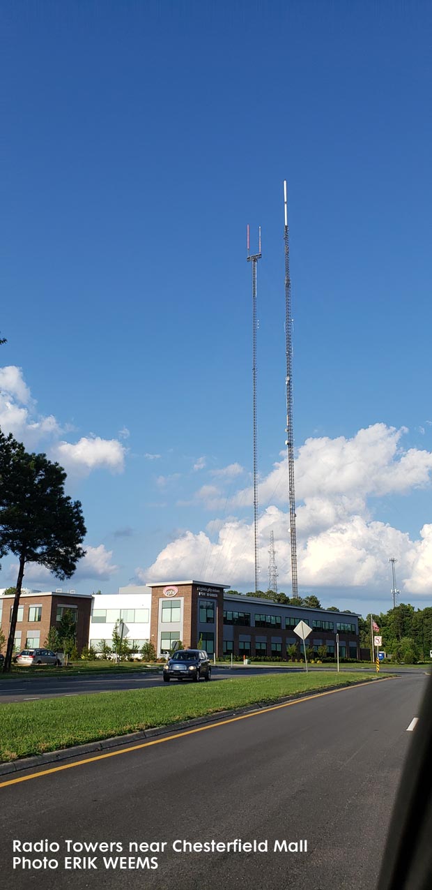 Radio towers near the Chesterfield Towne Mall