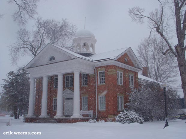 Chester Historical Court House in Snow