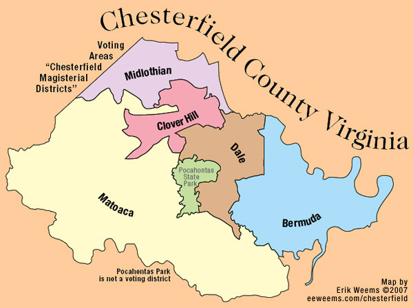 Chesterfield County District Map Chesterfield County Government And Chesterfield Magisterial Districts