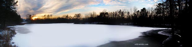 Cosby Lake in the Snow - sunset Chesterfield VA