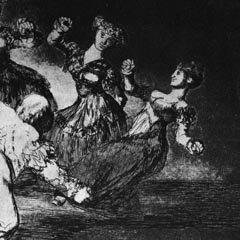 Plate 12 - Three men and women dancing by Goya