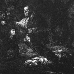 Plate 18 - Old man among phantoms by Goya