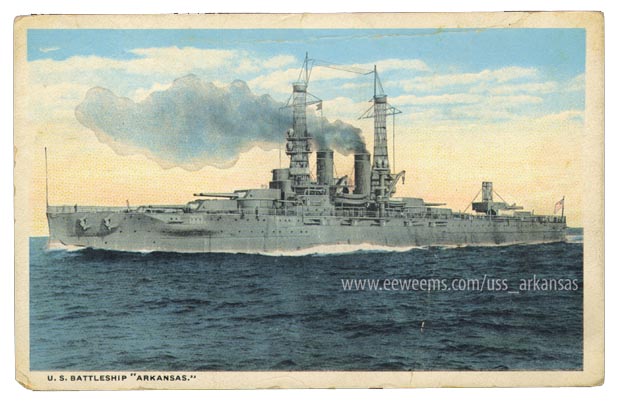 Battleship Uss Arkansas BB-33 Postcard
