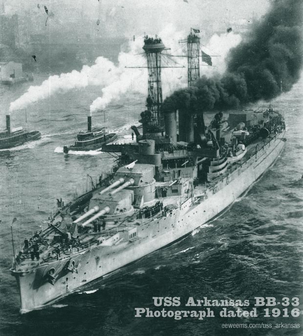 USS Arkansas BB-33 - click to enlarge